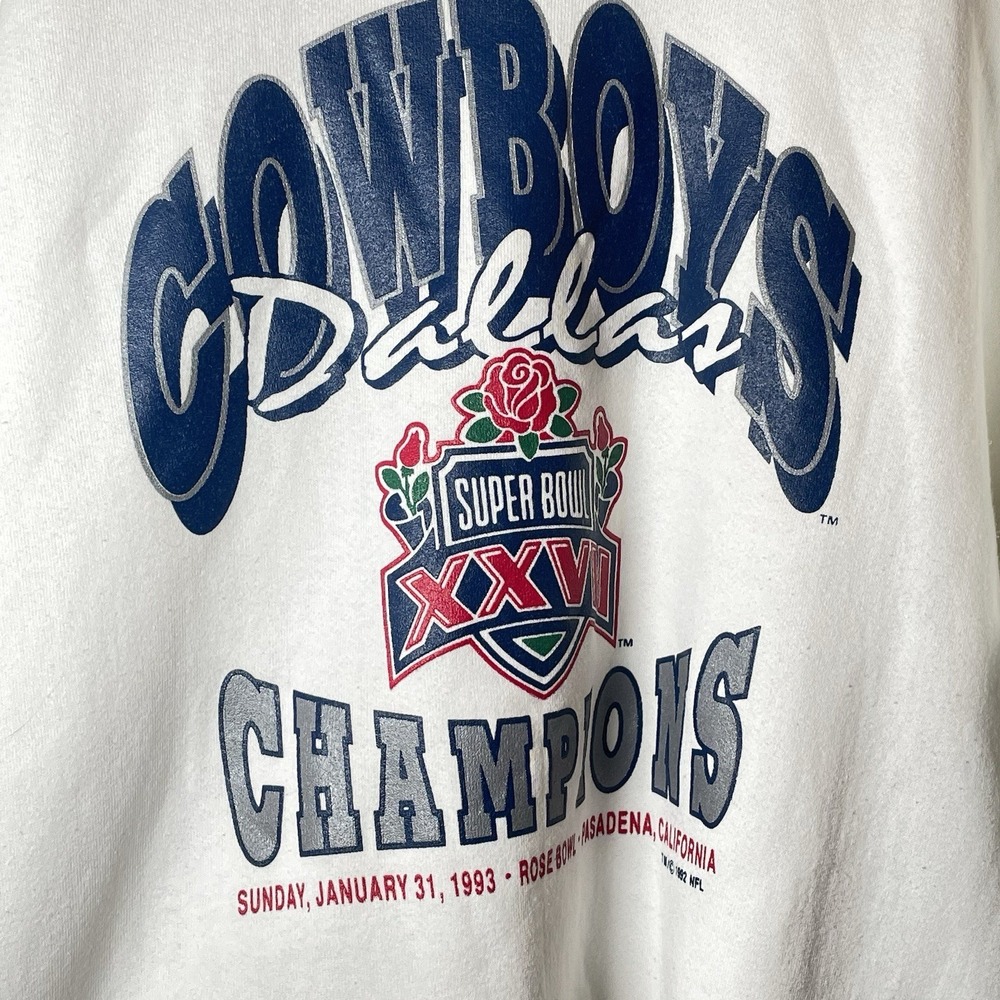 Deadstock Vintage Super Bowl‎ XXVII Sweatshirt Dallas Cowboys 1992 SZ XL RARE - Picture 2 of 9